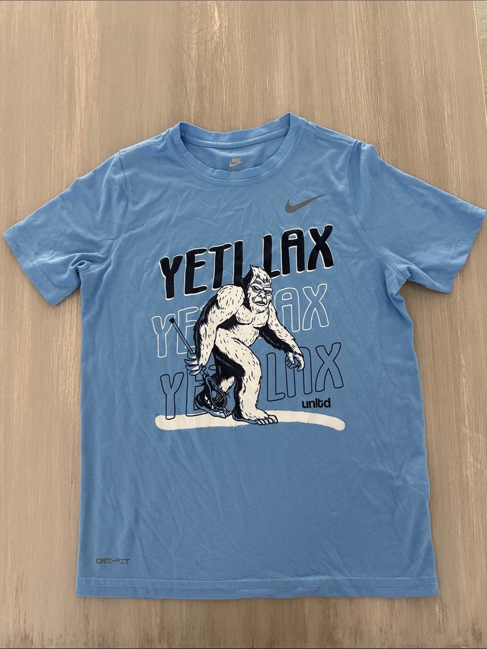 Nike Light Blue Yeti Lax Dri Fit Graphic Short Sleeve Tee